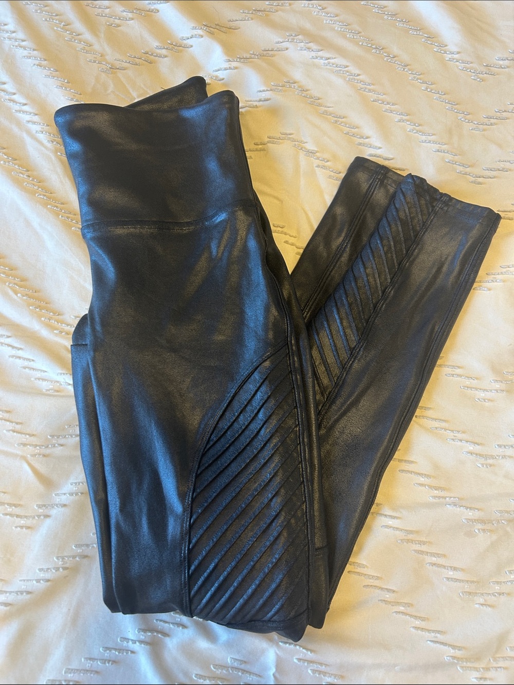 SPANX Black Faux Leather Moto-Style Jeggings